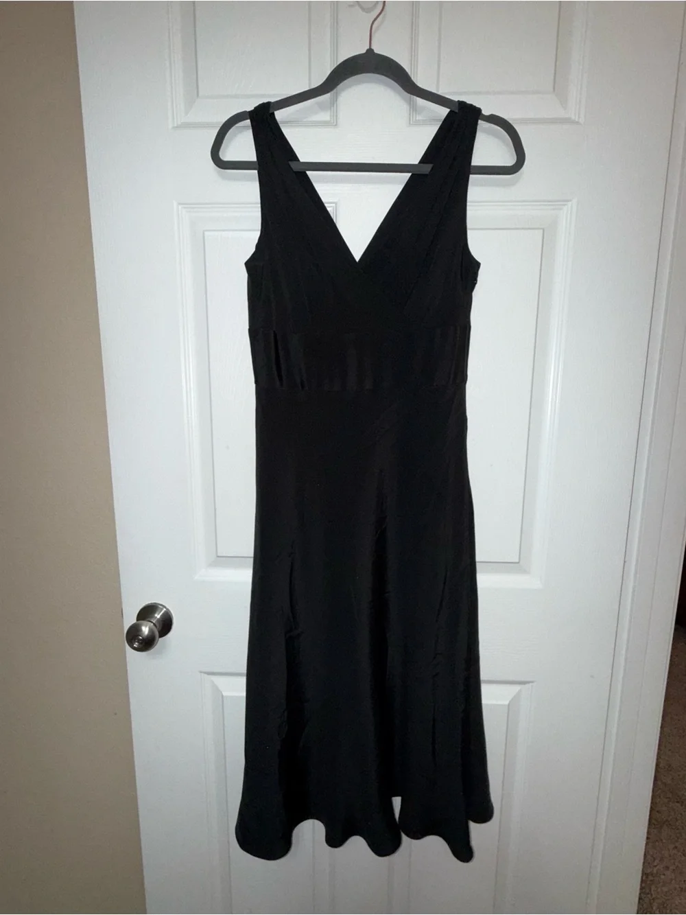 J. Crew Black V-Neck Midi Dress